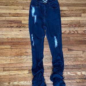 High Waisted Stacked Distressed Jeans